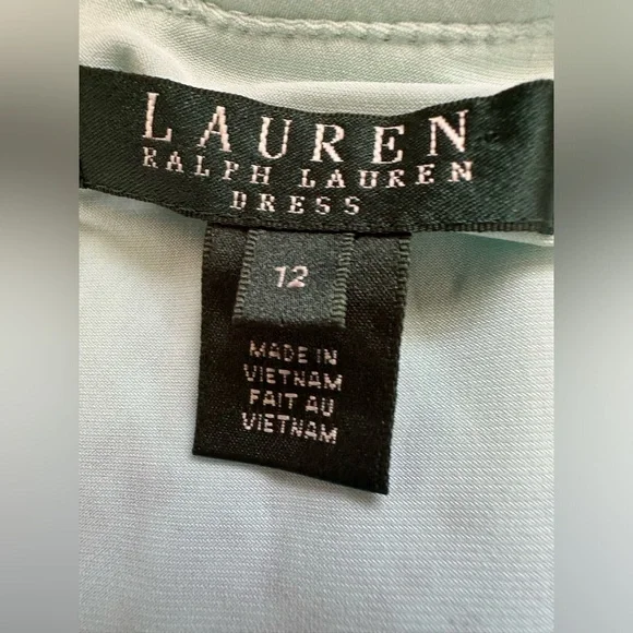 Lauren Ralph Lauren dress sea foam green teal lace overlay lined knee length 12 - Picture 10 of 11
